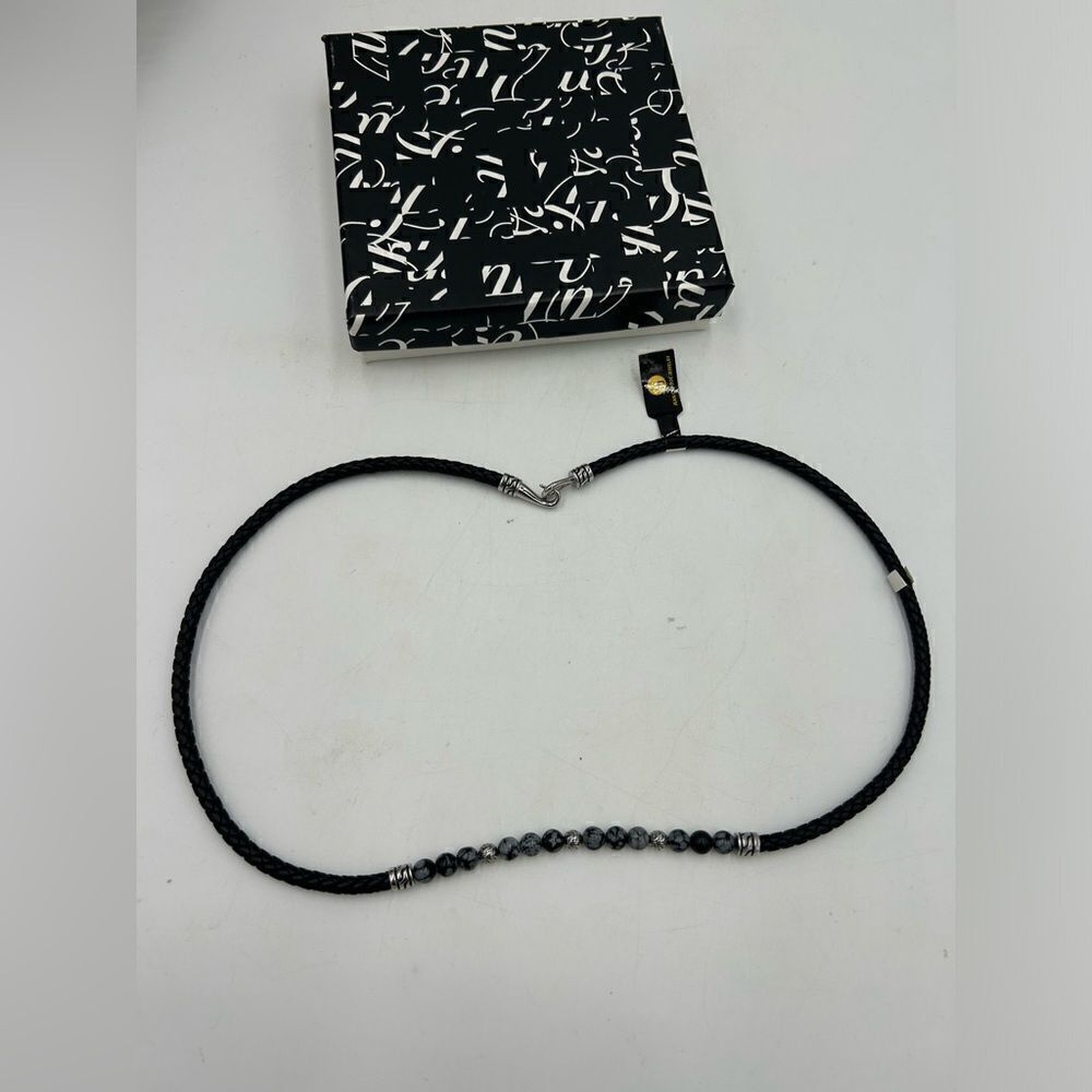 Unisex Jean-Claude, Pearl, embellished leather necklace